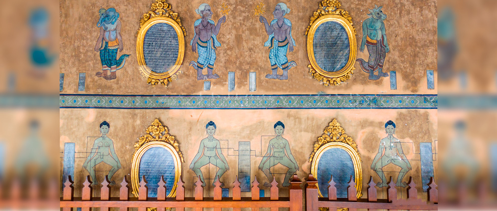 涅槃像で有名なマッサージ寺ことワット･ポーの壁面